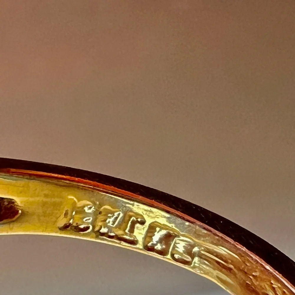 Vintage 18K Gold HGE Ring (Size 7 US) w 9 CZ Stones, Rosette Estate Jewelry, Flo - Picture 8 of 11